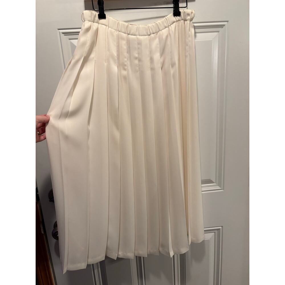Vintage 80s Marisa Christina Cream Color Pleated Skirt Size XL